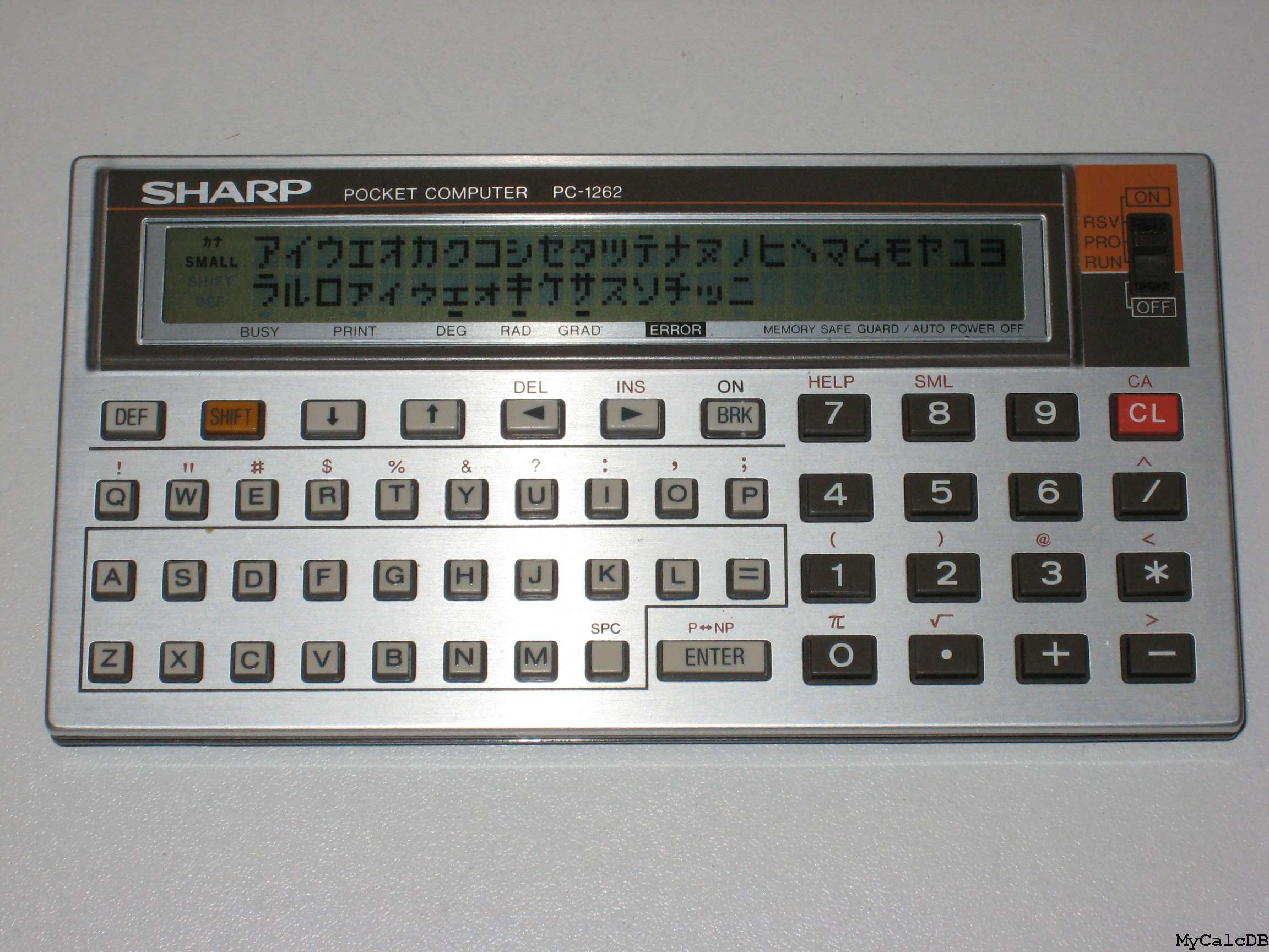 MyCalcDB : Calculator Sharp PC-1262